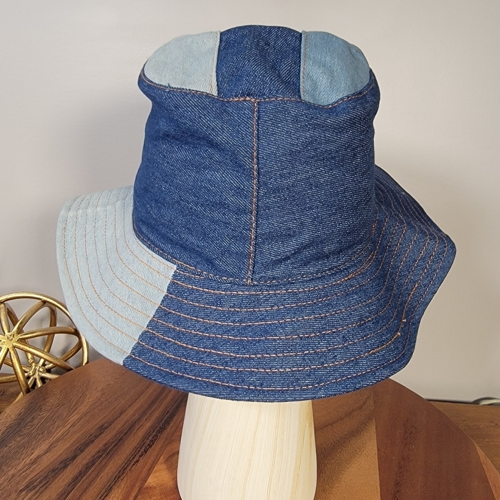 Hello Tree Denim Patchwork Bucket Hat Cotton Wome… - image 4